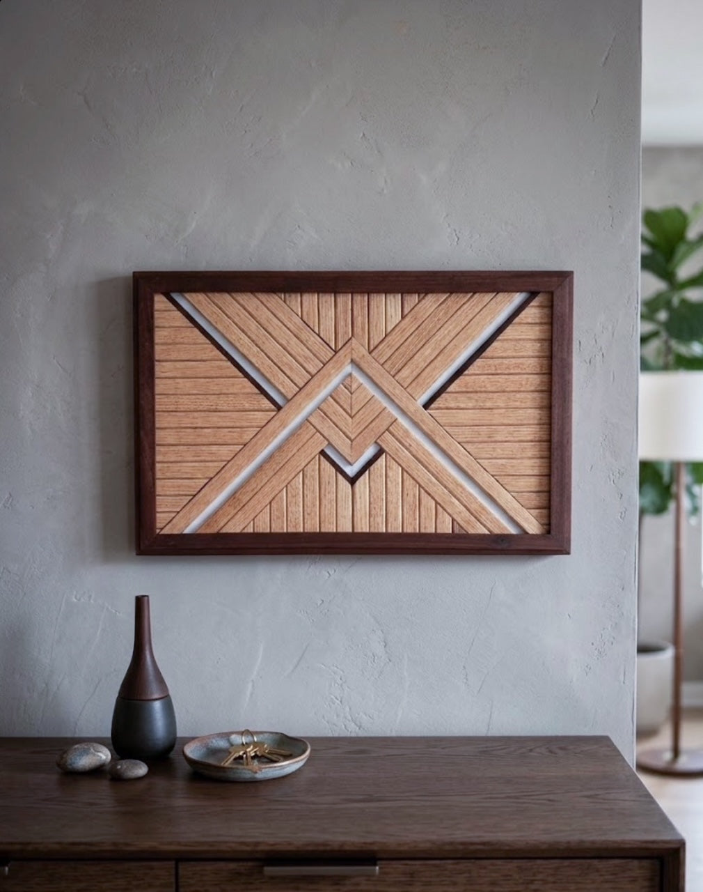 Walnut & Oak Geometric Wood Art